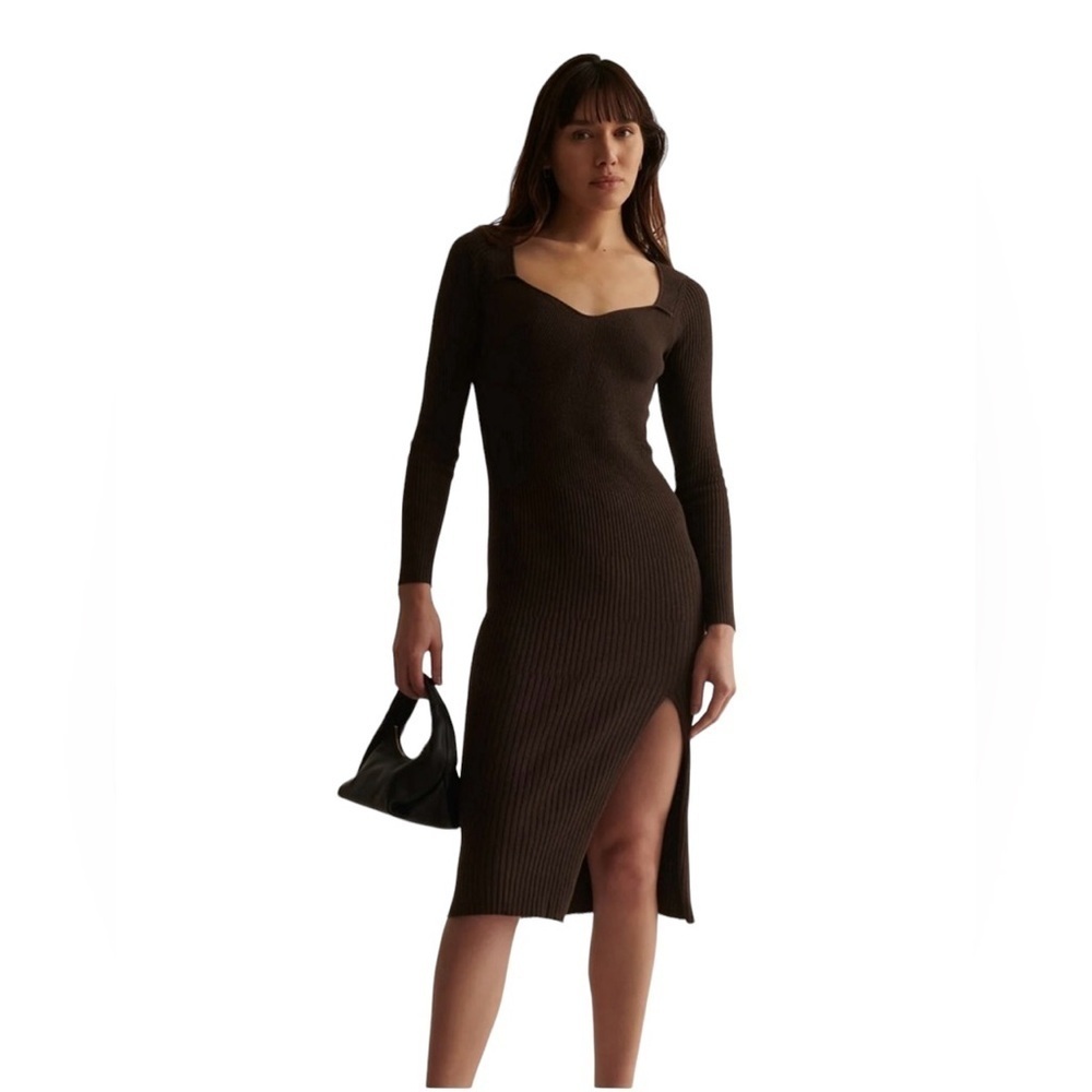 NWT Skin Open Back Knit Midi Brown Dress Size M